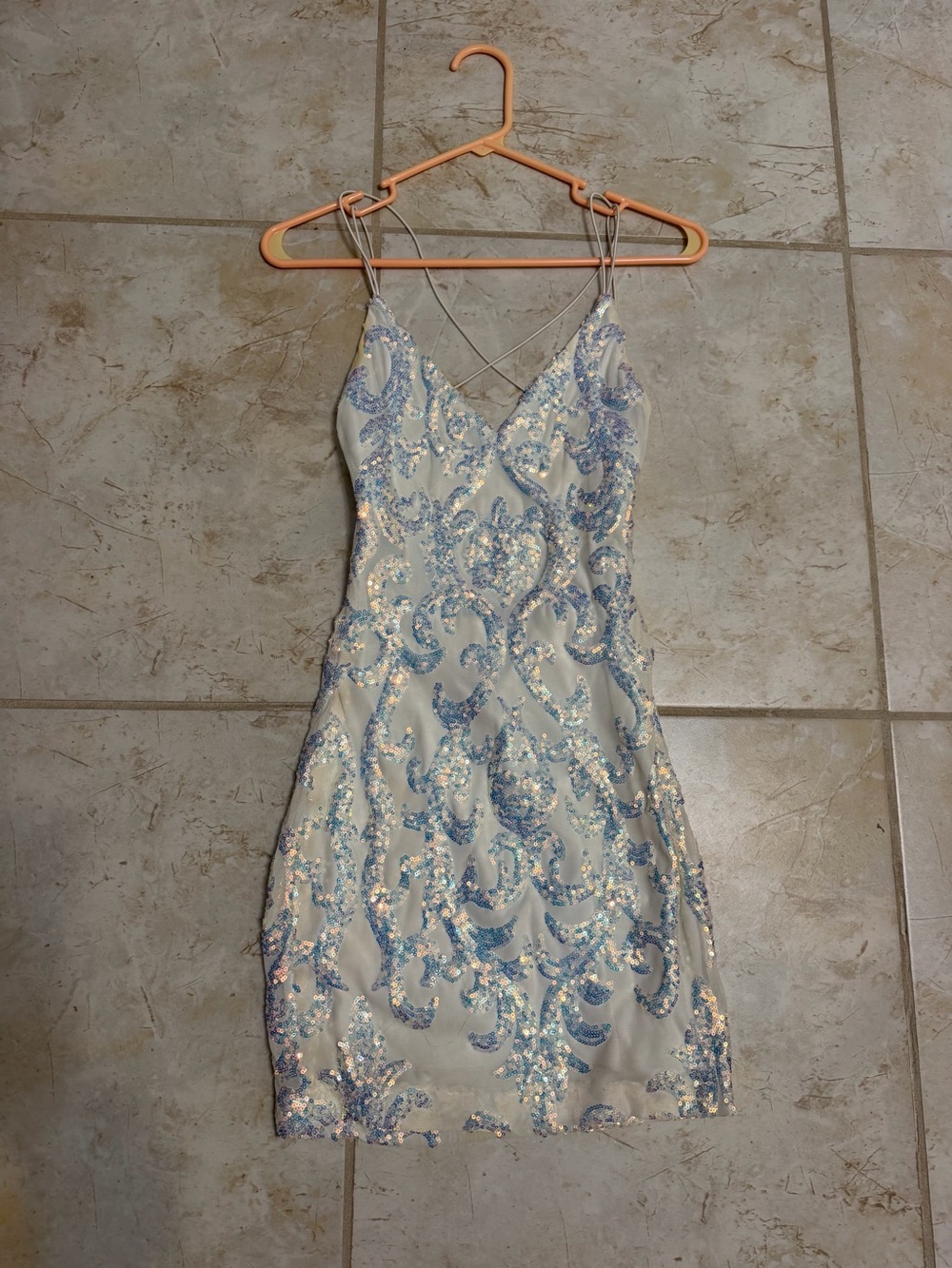 Windsor Ivory Mini Dress with Sequin Swirl